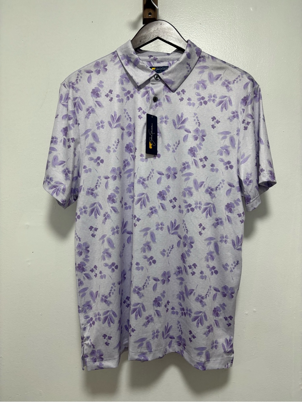 Jack Nicklaus Golf Polo Lavender Watercolor Floral print Size XL